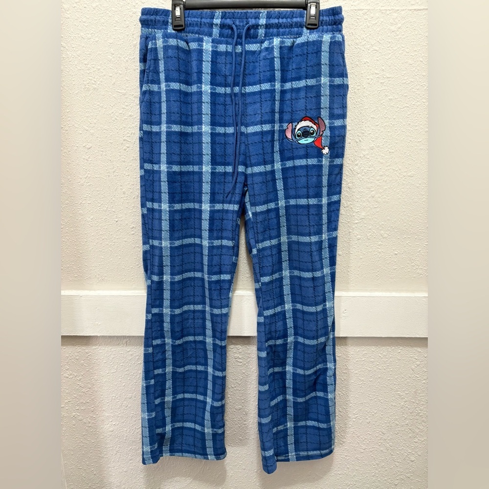 Disney Stitch Blue Plaid Christmas Pajama Pants Size XL